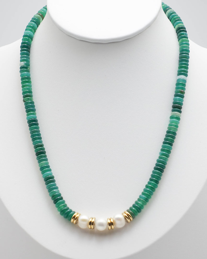 Green Chalcedony Pearl Necklace