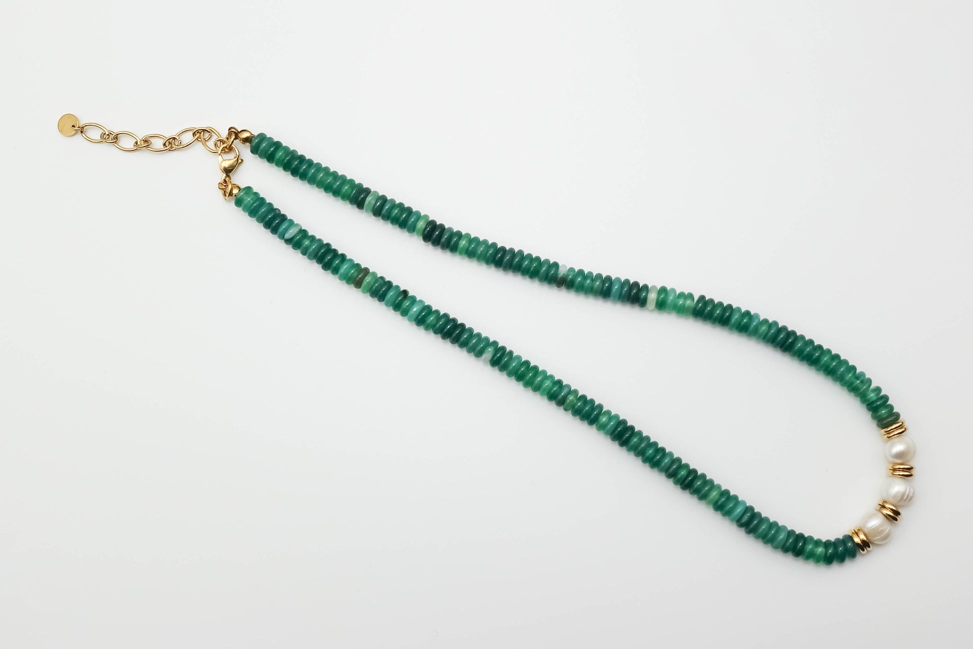 Green Chalcedony Pearl Necklace