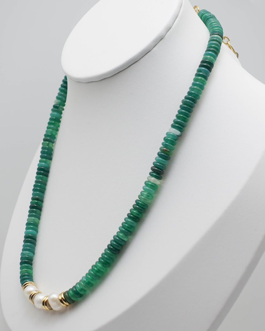 Green Chalcedony Pearl Necklace