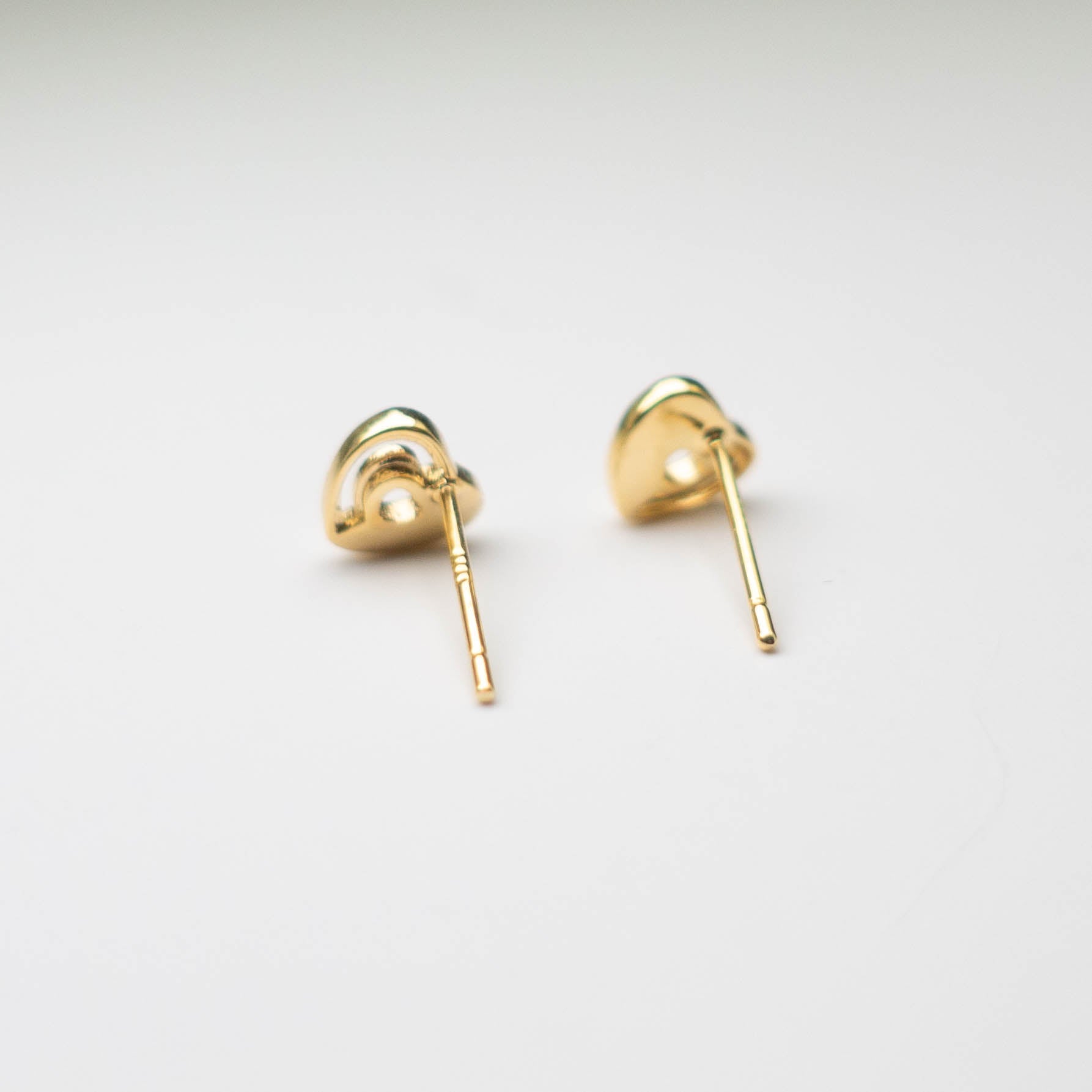 Golden Heart to Heart Stud Earrings