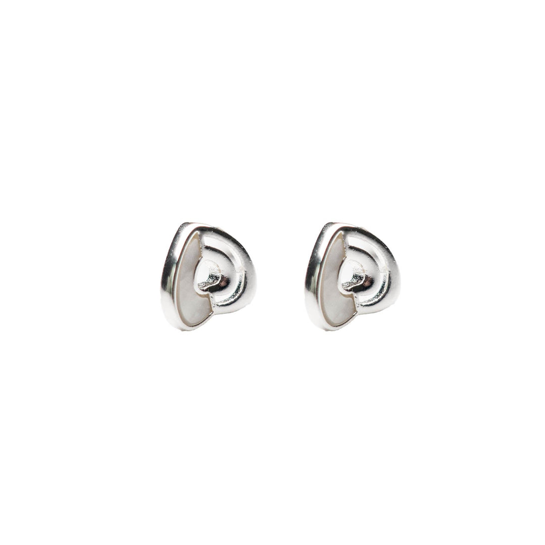 Silver Heart to Heart Stud Earrings