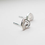 Silver Heart to Heart Stud Earrings