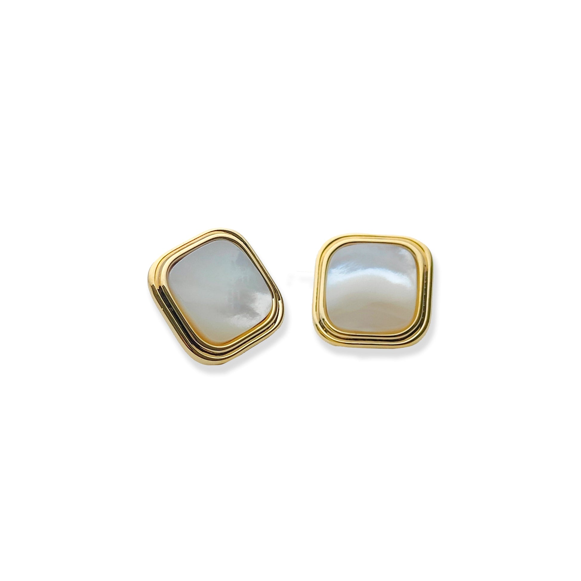 Golden Lustrous Square Stud Earrings