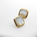 Golden Lustrous Square Stud Earrings