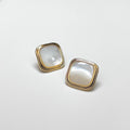 Golden Lustrous Square Stud Earrings