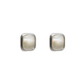 Silver Lustrous Square Stud Earrings