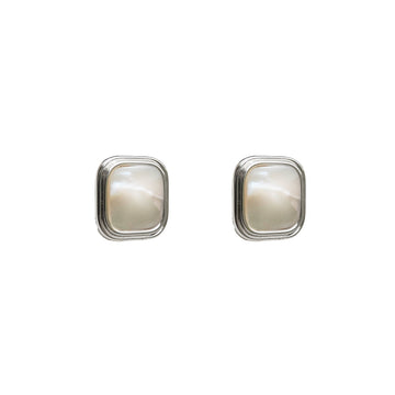 Silver Lustrous Square Stud Earrings