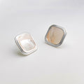 Silver Lustrous Square Stud Earrings