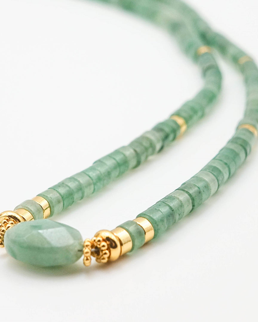 Cylinder Chalcedony Stone Necklace