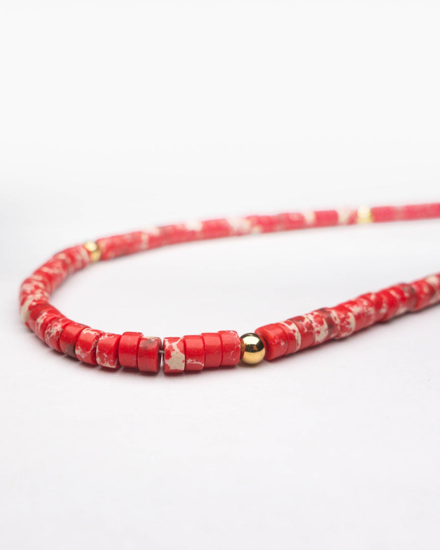 Red Line Stone Necklace