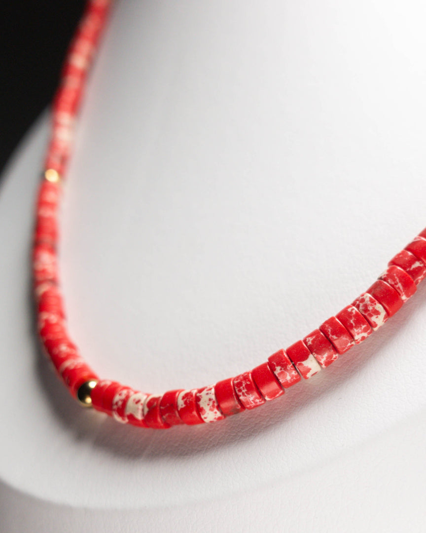 Red Line Stone Necklace