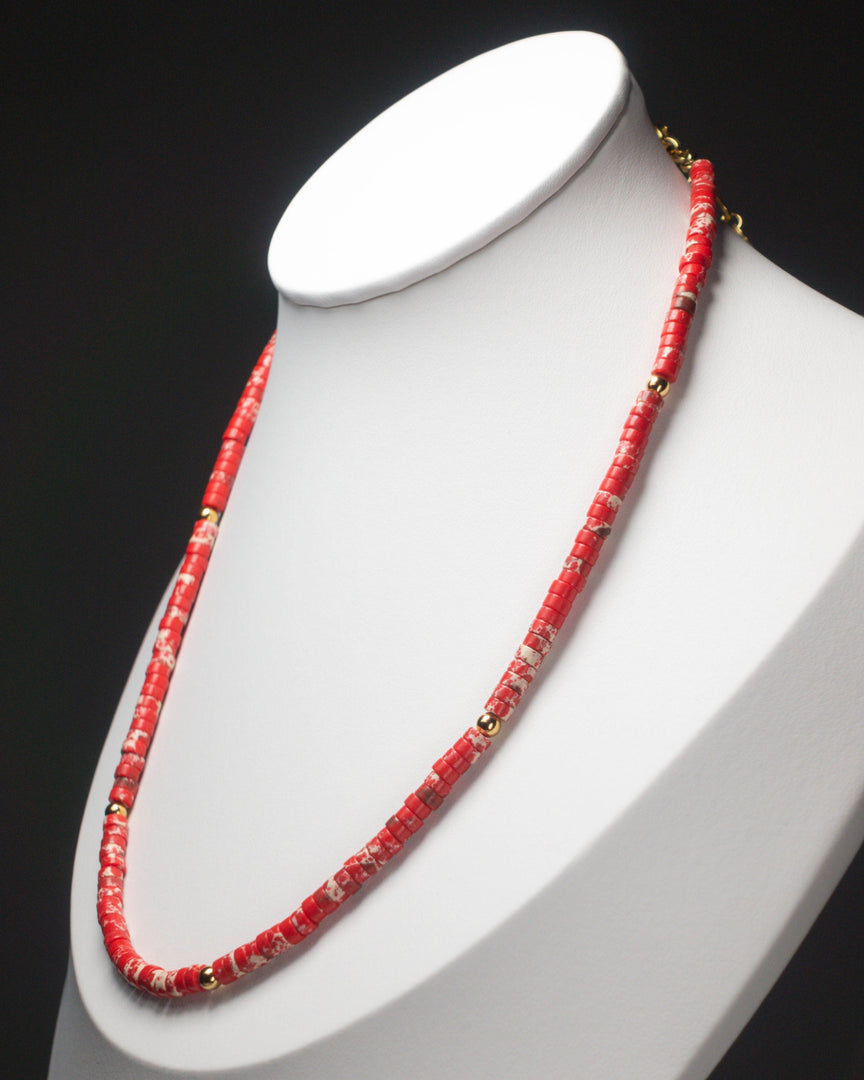 Red Line Stone Necklace