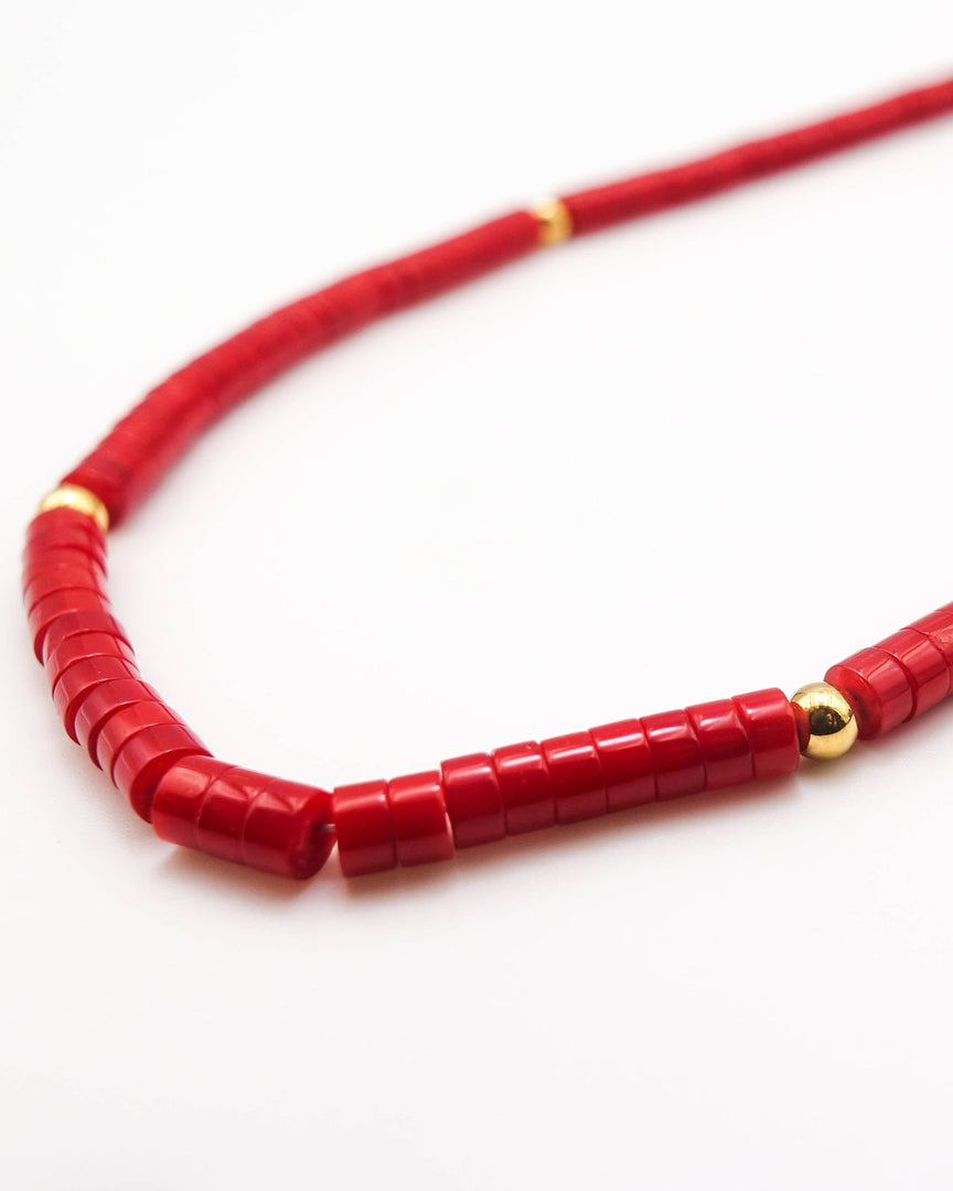 Red Chalcedony Stone Necklace