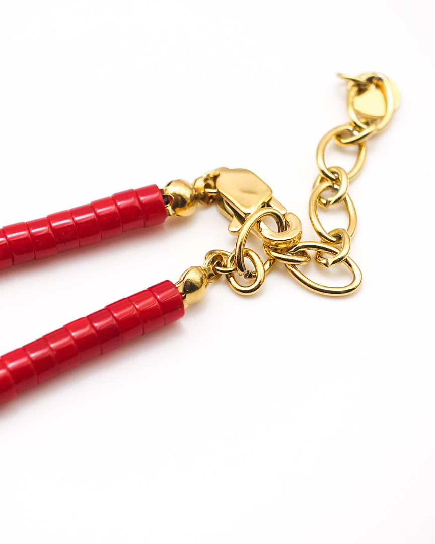 Red Chalcedony Stone Necklace