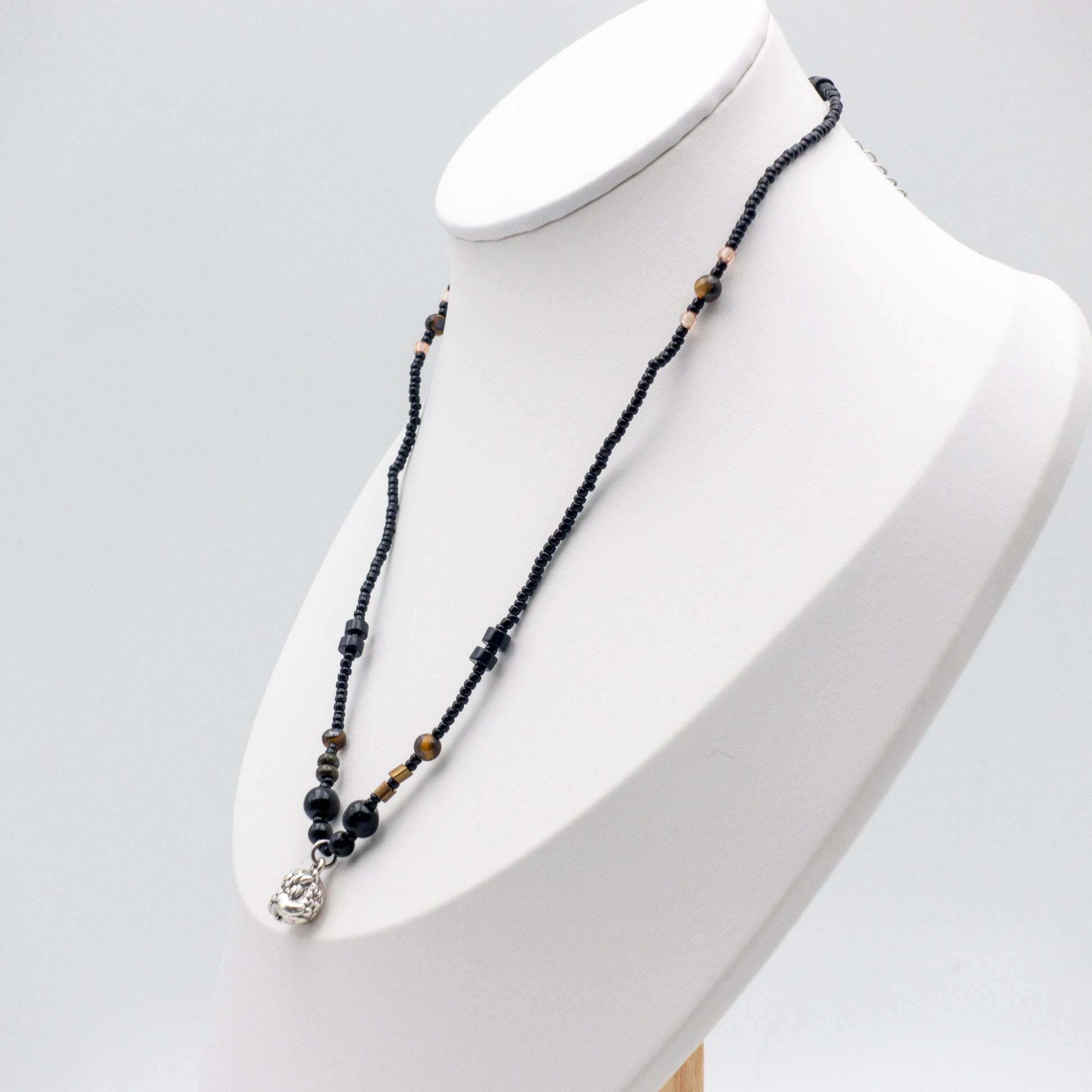 Tiger Eye & Onyx Stone Necklace