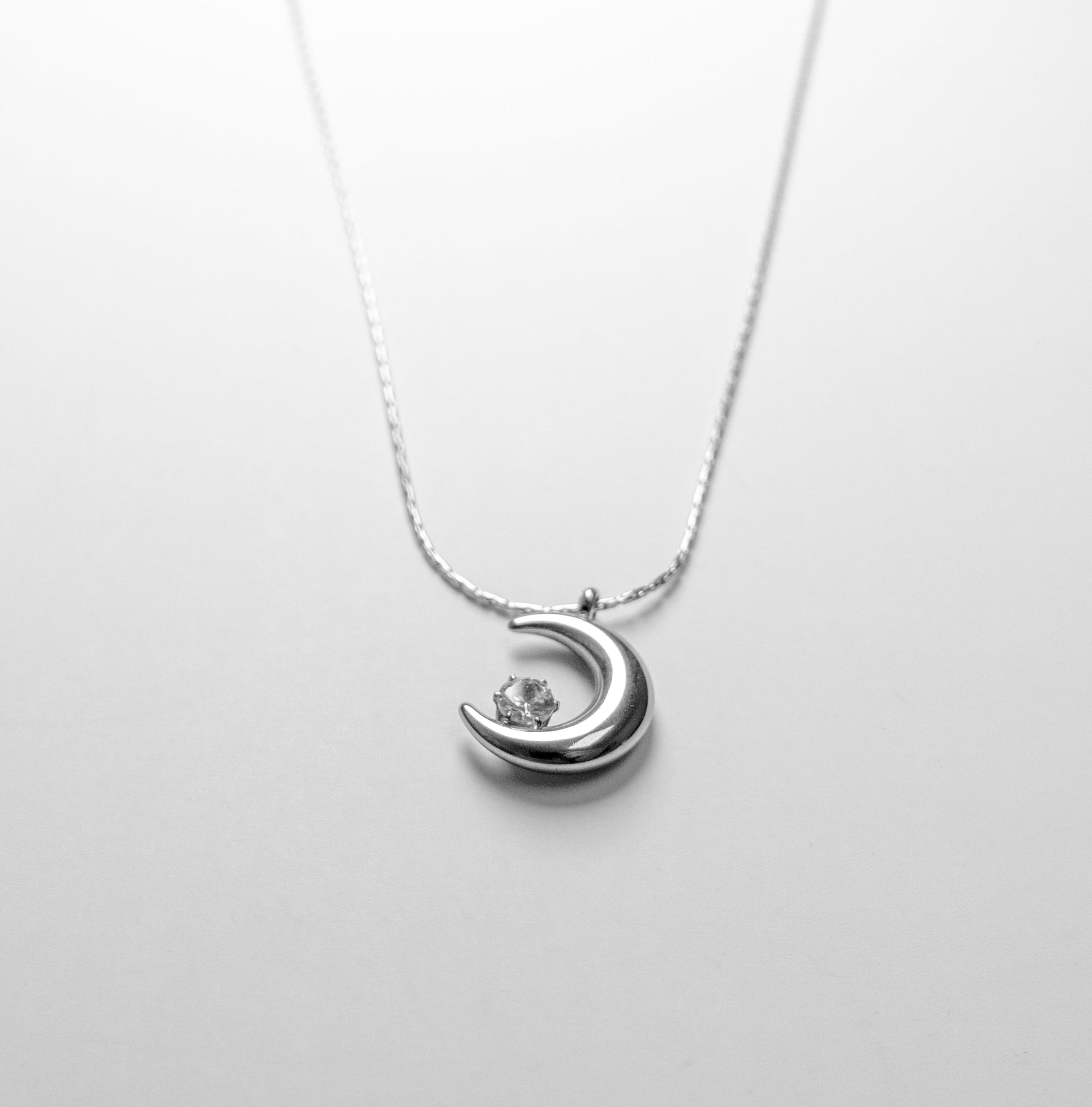 Silver Moon Stone Necklace