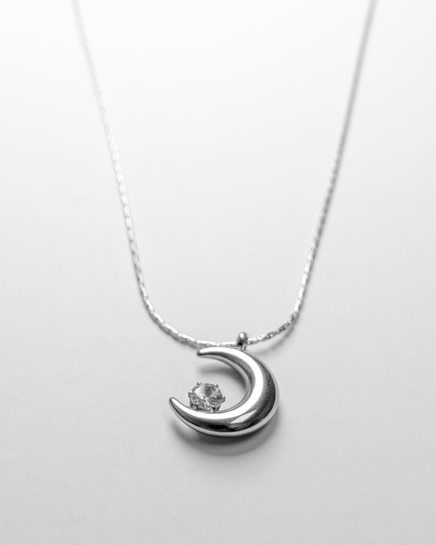 Silver Moon Stone Necklace