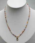 Rainbow Bead Chain Round Diamond Pendant