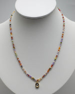 Load image into Gallery viewer, Rainbow Bead Chain Round Diamond Pendant
