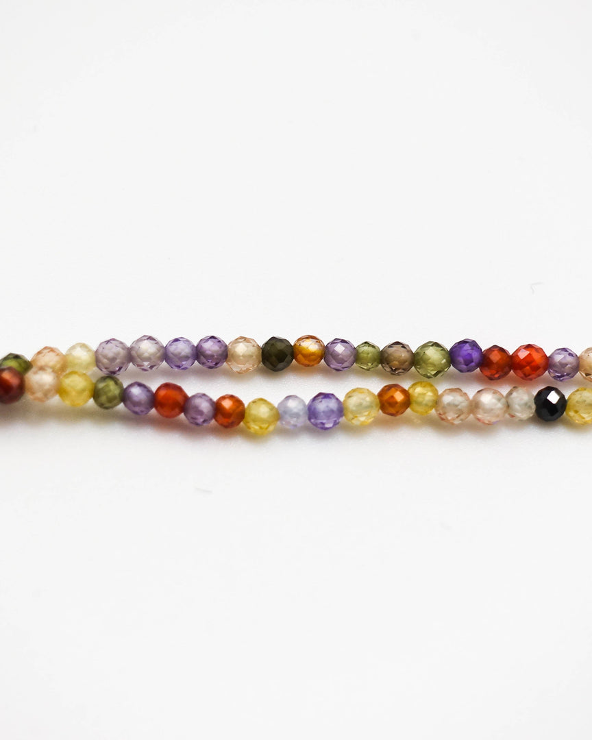 Rainbow Bead Chain Round Diamond Pendant