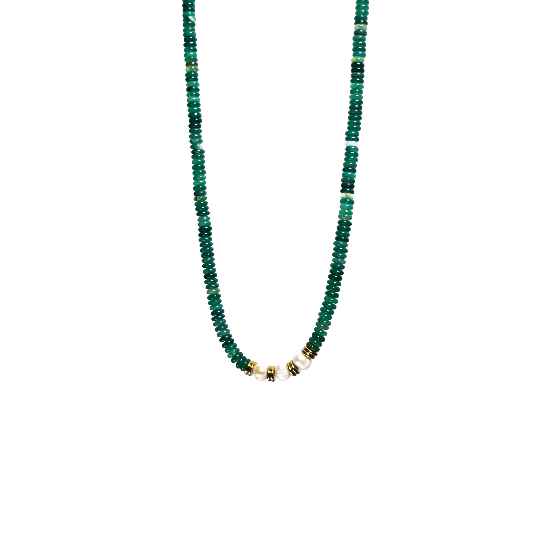 Green Chalcedony Pearl Necklace