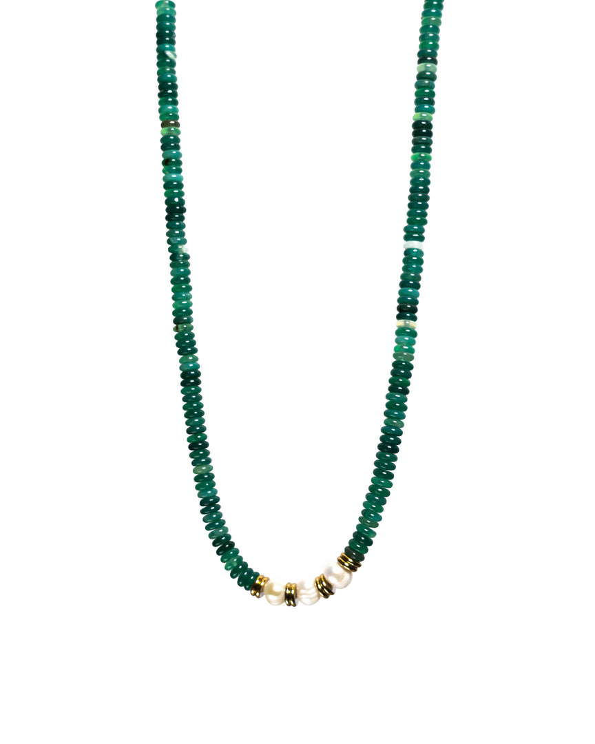 Green Chalcedony Pearl Necklace