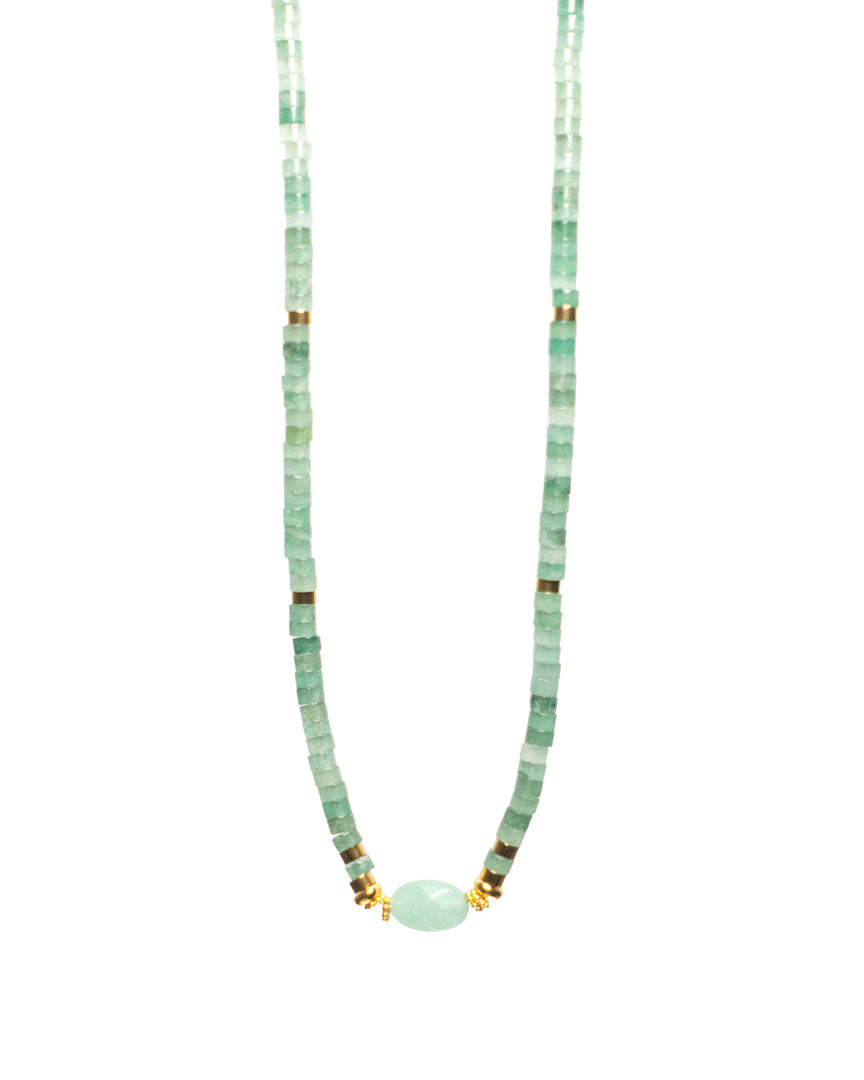 Cylinder Chalcedony Stone Necklace