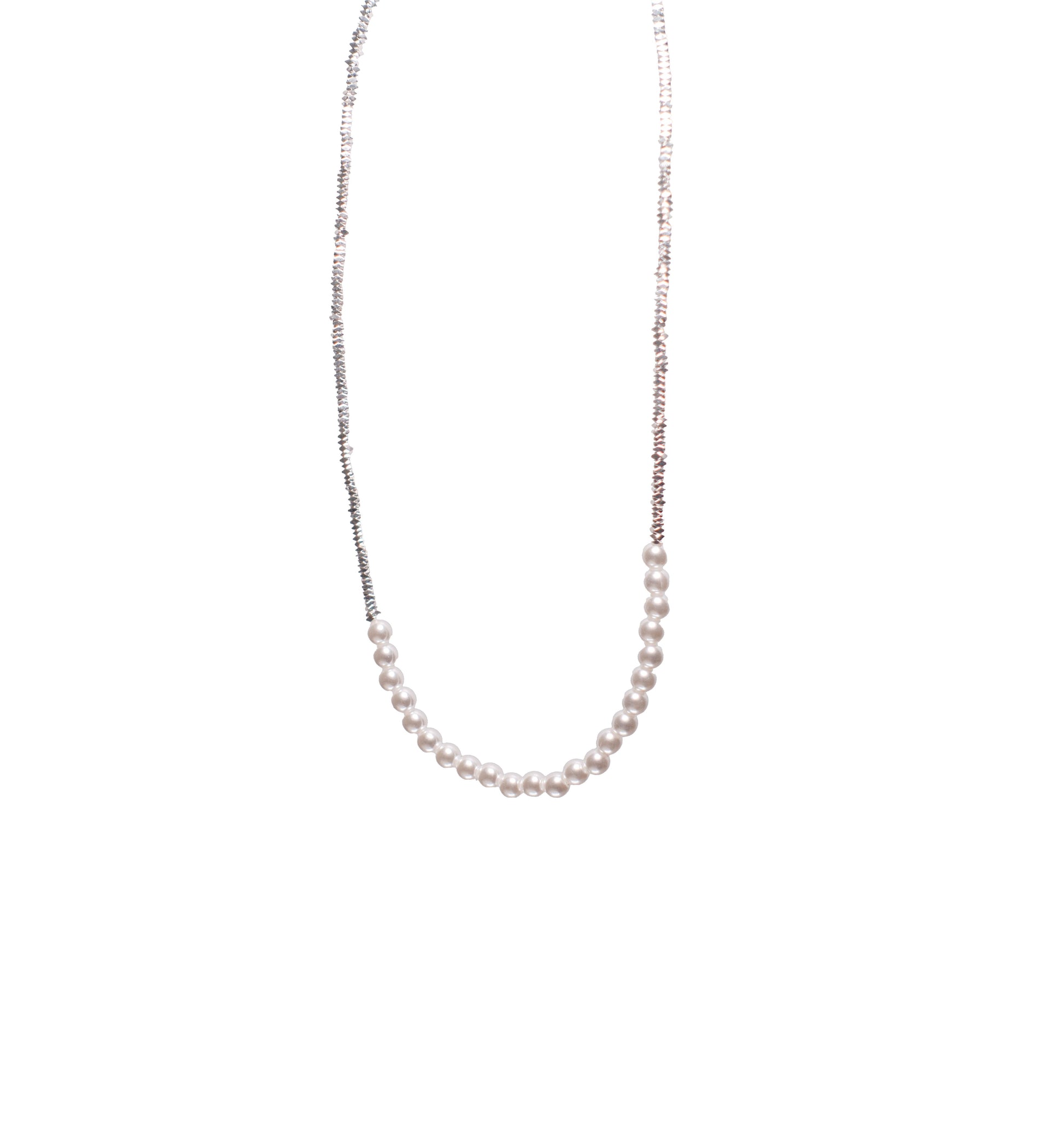 Gravel Stone Beaded Pearl Necklace