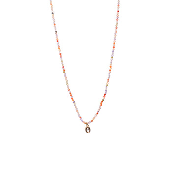 Rainbow Bead Chain Round Diamond Pendant