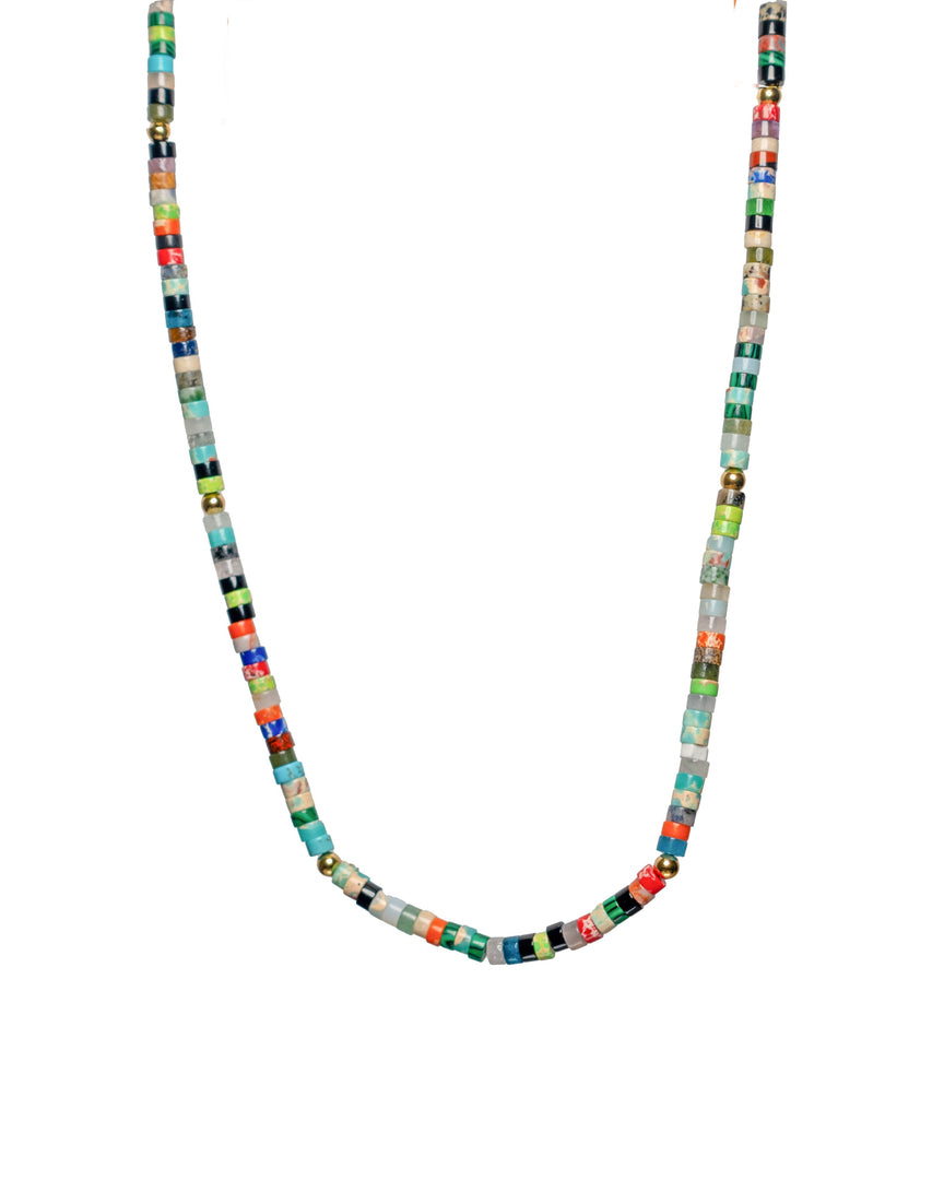 Rainbow Line Stone Necklace