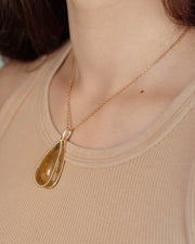 medium teardrop golden rutilated quartz pendant