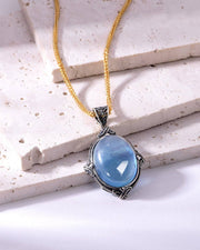 vintage natural aquamarine silver pendant