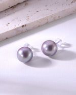 Load image into Gallery viewer, 11mm metallic grey freshwater pearl stud earrings
