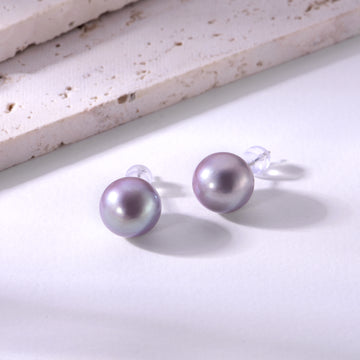 11mm metallic grey freshwater pearl stud earrings