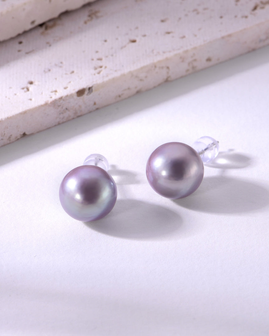 11mm metallic grey freshwater pearl stud earrings