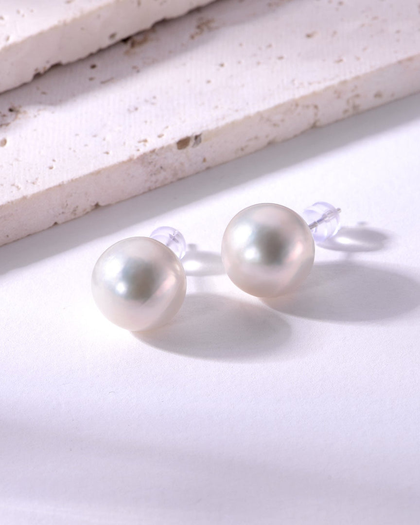 12mm round freshwater pearl stud earrings