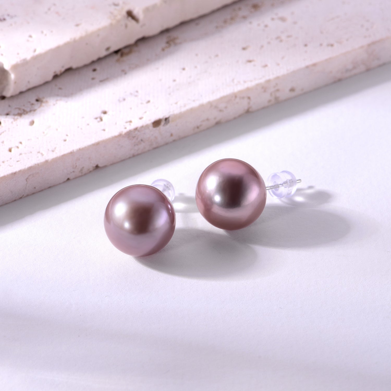 13mm metallic purple pink freshwater pearl stud earrings