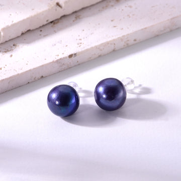 11mm deep purple freshwater pearl stud earrings