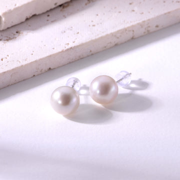 9mm round freshwater pearl stud earrings