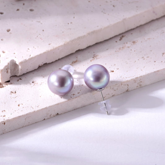 11mm metallic grey freshwater pearl stud earrings