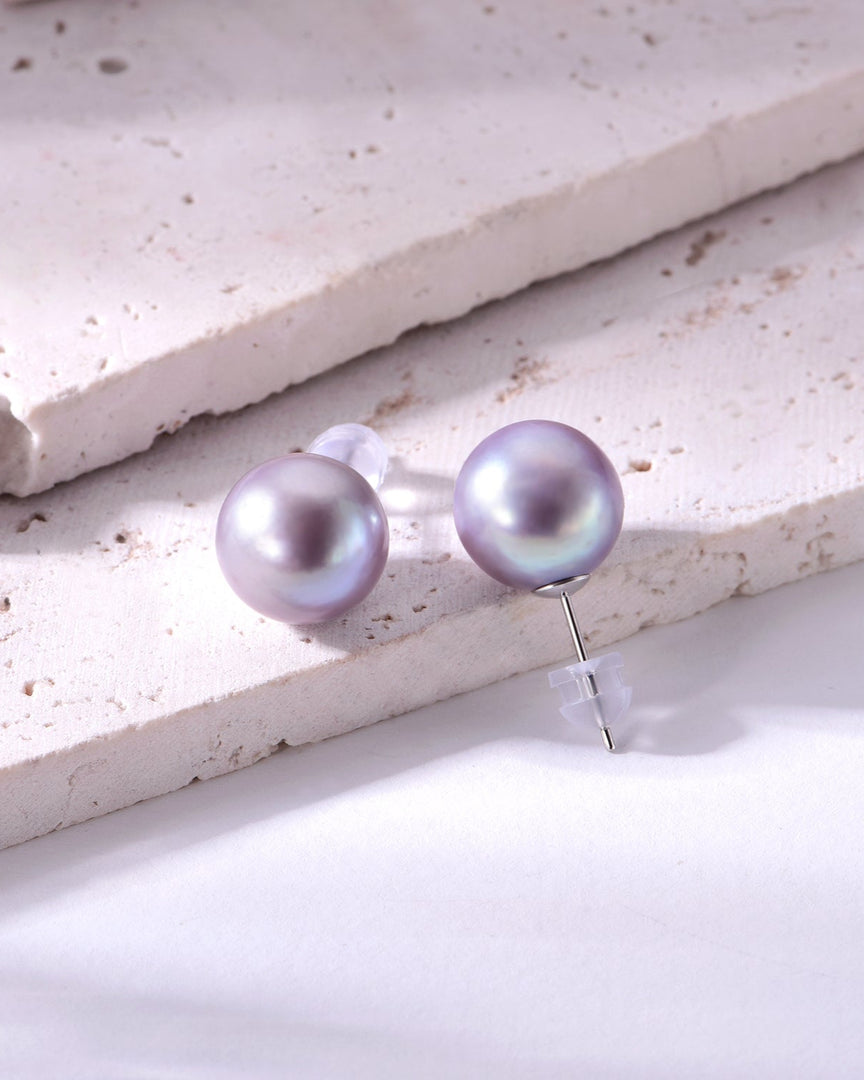 11mm metallic grey freshwater pearl stud earrings