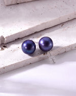 Load image into Gallery viewer, 11mm deep purple freshwater pearl stud earrings
