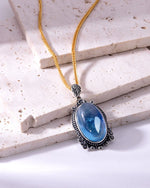 Load image into Gallery viewer, vintage natural aquamarine silver pendant
