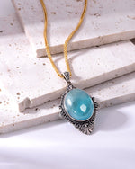 Load image into Gallery viewer, vintage natural aquamarine silver pendant
