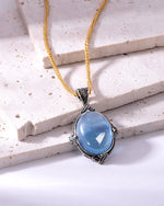 Load image into Gallery viewer, vintage natural aquamarine silver pendant
