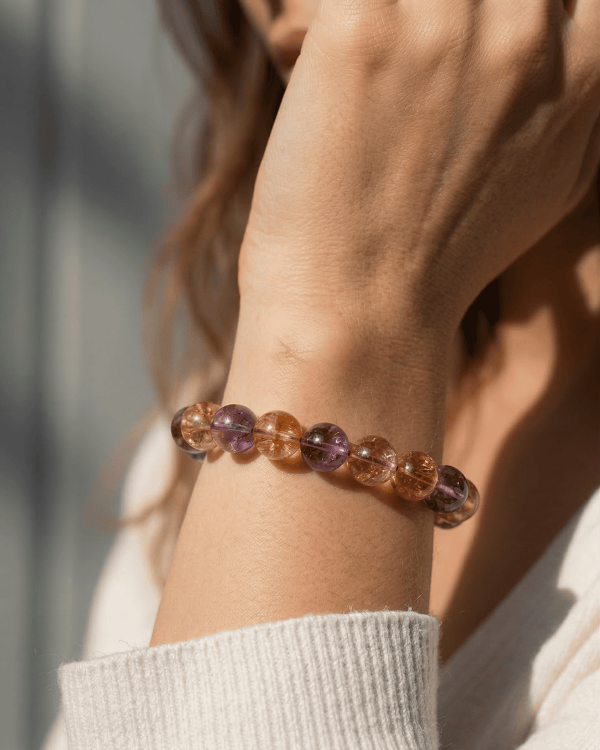 Amethyst & Azeztulite Quartz Bracelet (Yellow)