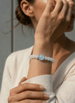 Load image into Gallery viewer, Aquamarine &amp; White Jade Bracelet