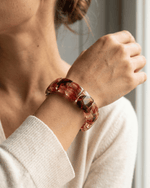 Load image into Gallery viewer, Hematoid Quartz Bracelet (Red Square Cut)