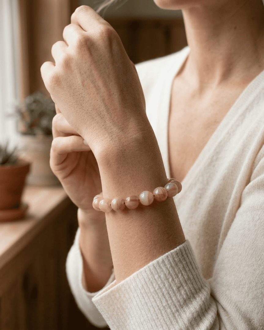 Pink Agate Bracelet (Coral Pink)