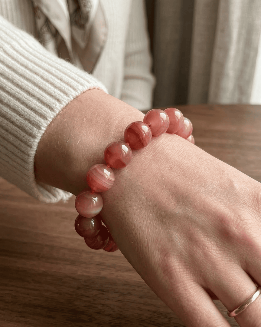 Pink Agate Bracelet (Coral Pink)